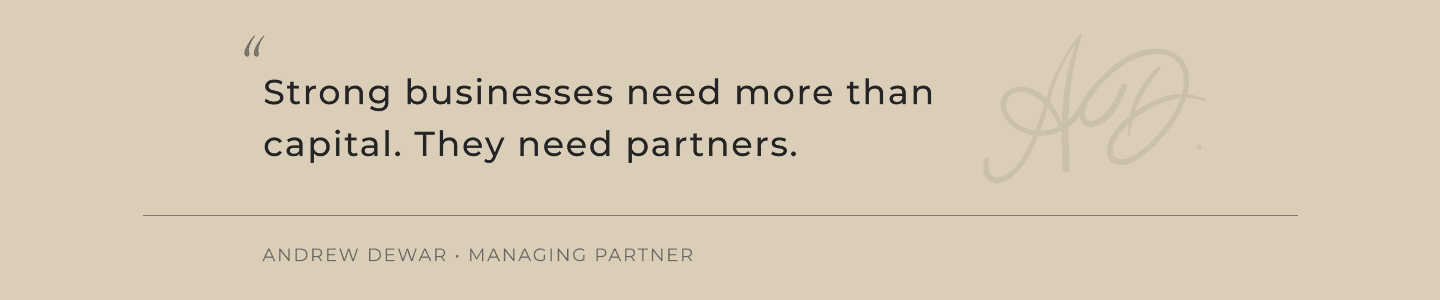 Andrew Dewar, Managing Partner at Rockwood Private Equity South Africa — quote on capital and partnership