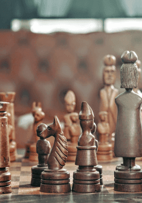 Wooden chess pieces